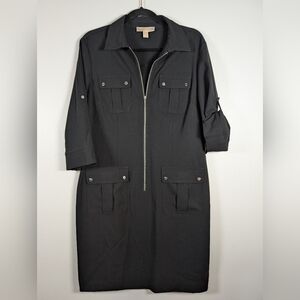 Michael Kors Women's Black Zip-Up Dress With Pockets